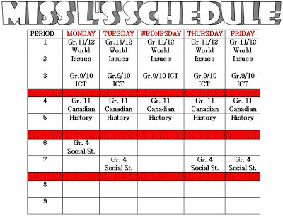 Student Teaching Schedule