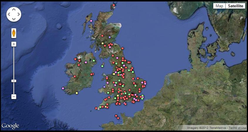 map of British literature, the settings that influenced british literature, map of Britain