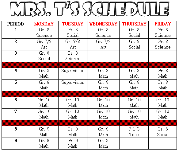 2014-2015 Teaching Schedule