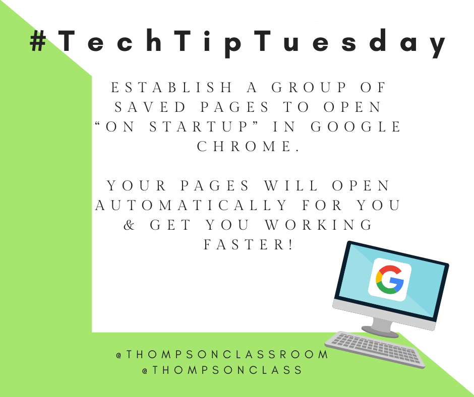 Tech Tip Tuesday, establish a group of saved pages to open on startup in google chrome, your pages will open automatically for you and get you working faster