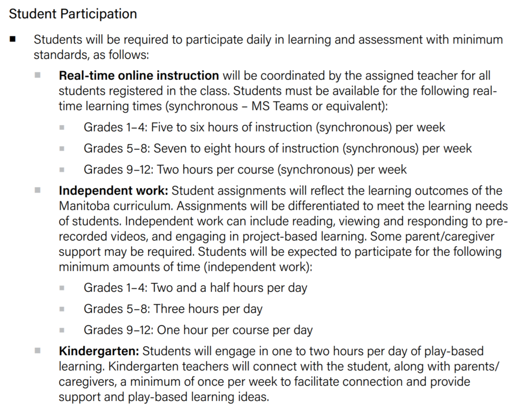 Manitoba Education Standards for Remote Learning