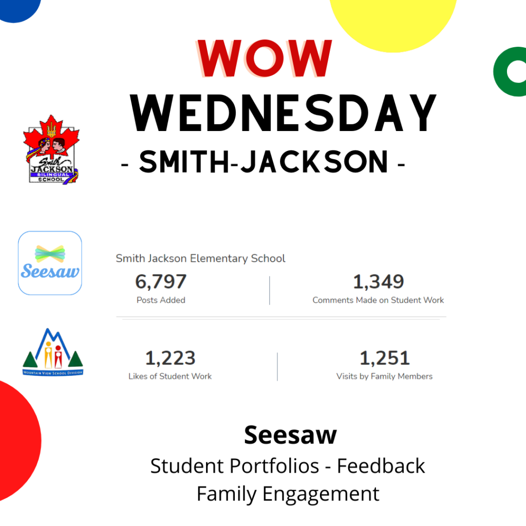 wow wednesday, smith jackson school, seesaw, student portfolios, feedback, family engagement