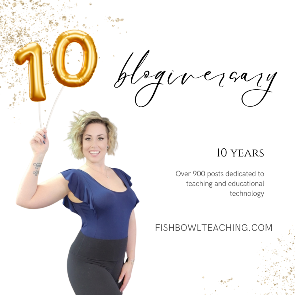 10 Year Blogiversary, 10 years, over 900 posts dedicated to teaching and educational technology, fishbowlteaching.com